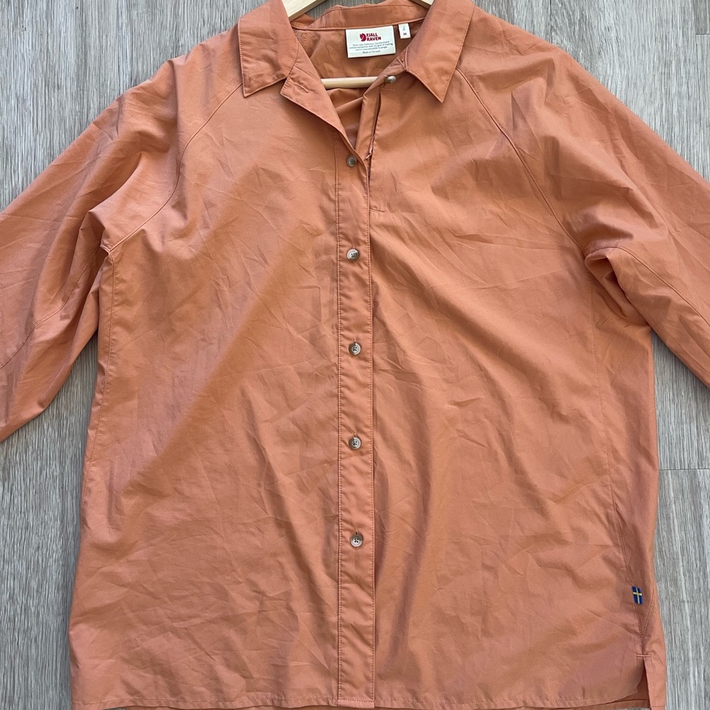 Fjällräven Abisko Hike Shirt W Orange Button Front Size M - Picture 2 of 6